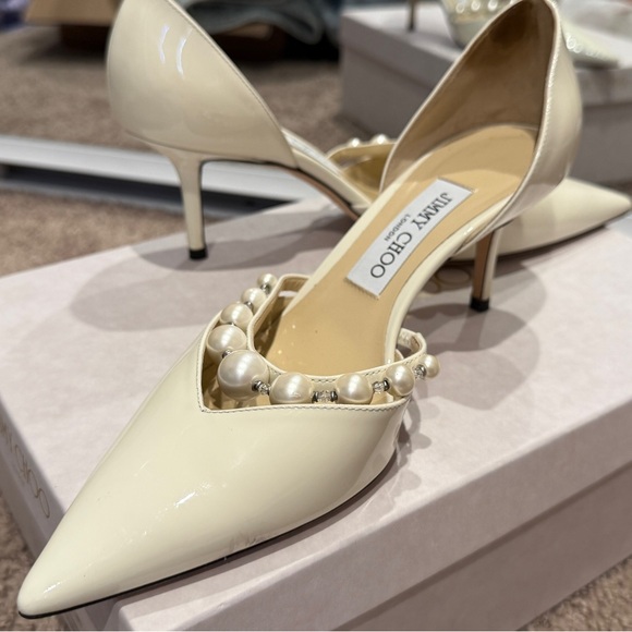 Jimmy Choo Ivory Heels with Pearl Detail - Picture 1 of 5